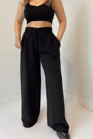 Siyah Premium Pensli Palazzo Pantolon - Görsel 3