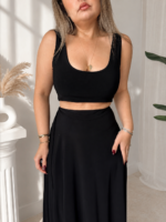 Siyah Sandy Askılı Crop Top