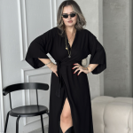 Siyah Tencel Maxi Kruvaze Elbise  | ÖN SİPARİŞTİR 9 ŞUBAT PAZARTESİ KARGOLANACAKTIR