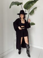 Siyah Organik Müslin Kimono - Görsel 2