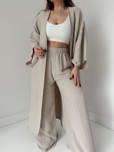 Taş Organik Pamuk Müslin Maxi Kimono - Görsel 3