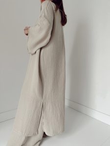 Taş Organik Pamuk Müslin Maxi Kimono - Görsel 4