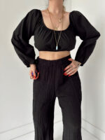 Siyah Keten Off Shoulder Büstiyer - Görsel 8