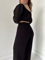 Siyah Keten Off Shoulder Büstiyer - Görsel 7