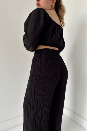 Siyah Keten Off Shoulder Büstiyer - Görsel 7