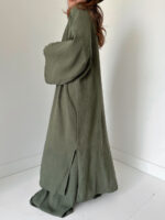 Haki Organik Müslin Maxi Kimono - Görsel 5