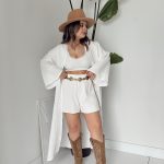 Ekru Organik Müslin Maxi Kimono