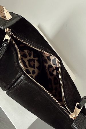 Lui Siyah Hakiki Süet Çanta - Görsel 6