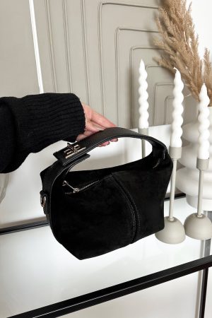 Lui Siyah Hakiki Süet Çanta - Görsel 4