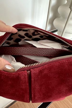 Lui Bordo Hakiki Süet Çanta - Görsel 3