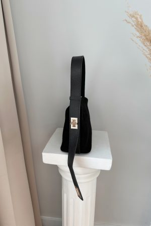 Kate Siyah Hakiki Süet Kol Çantası - Görsel 3