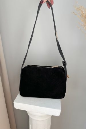 Kate Siyah Hakiki Süet Kol Çantası - Görsel 4