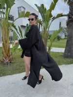 Siyah Organik Müslin Kimono