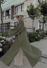Haki Organik Müslin Maxi Kimono
