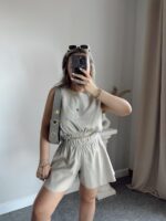 Taş Keten Kolsuz Crop Top