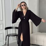 Siyah Tencel Maxi Kruvaze Elbise | ÖN SİPARİŞTİR 16 ŞUBAT PAZARTESİ KARGOLANACAKTIR