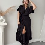 Siyah Tencel Maxi Kruvaze Elbise