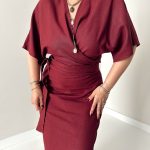 Bordo Keten Bağlamalı Büstiyer