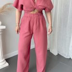 Rose Organik SOFT Müslin Palazzo Pantolon