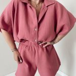 Rose Müslin Oversize Yarasa Kol Gömlek