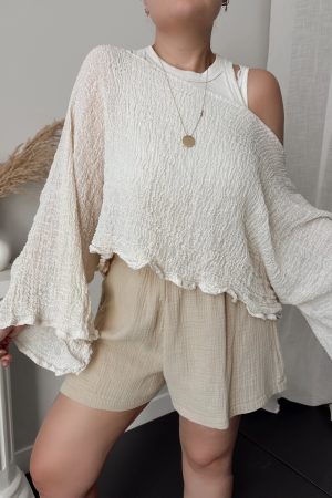 Faralya Keten Kayık Yaka Asimetrik Bluz | Premium Collection | 16 şubat pazartesi kargolanacaktır - Görsel 5