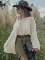 Faralya Keten Kayık Yaka Asimetrik Bluz | Premium Collection - Görsel 5