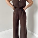 Acı Kahve Organik Soft Müslin Palazzo Pantolon