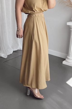 Hardal Keten A form Midi Etek - Görsel 4