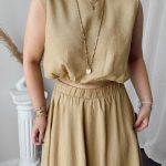 Hardal Keten Kolsuz Crop Top