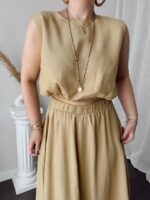 Hardal Keten Kolsuz Crop Top