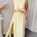 Sarı Organik Pamuk Müslin A form Etek