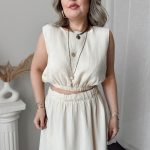 Cream Organik Pamuk Müslin Kolsuz Top