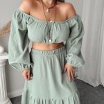 Su Yeşili Organik Müslin Off Shoulder Büstiyer