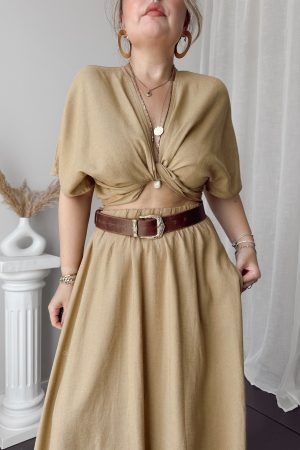 Hardal Keten Bağlamalı Büstiyer - Görsel 3