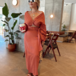 Gül Kurusu Kruvaze Kalem Midi Etek