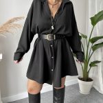 Siyah Premium Tencel Gömlek Elbise