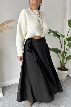 Siyah Modal A Kruvaze Form Etek - Görsel 4