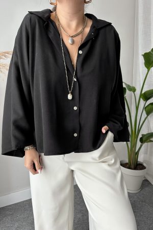 Siyah Premium Tencel Gömlek