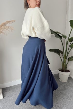 İndigo Kruvaze Premium A Form Etek - Görsel 3