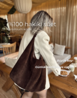 Maxi Lora Acı Kahve Hakiki Süet Çanta - Görsel 2