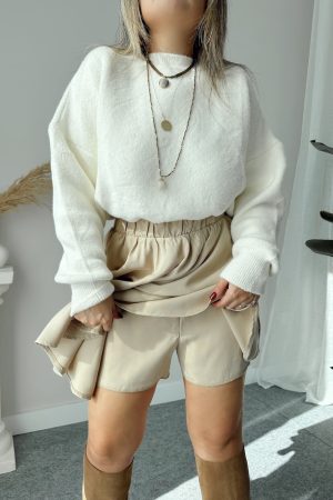 Bej Tencel Şort Etek - Görsel 3