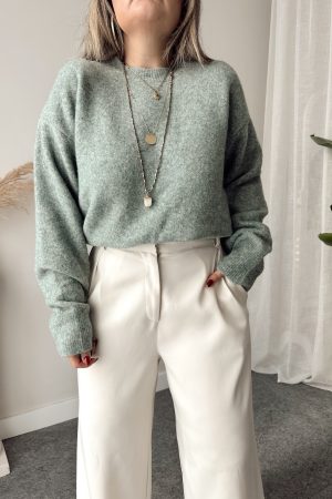 Su Yeşili Oversize Kazak - Görsel 3