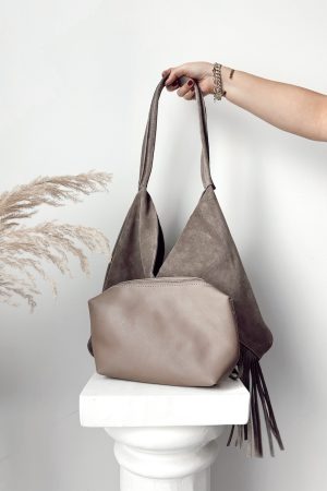 Sally Vizon Püsküllü Hakiki Süet Çanta - Görsel 5