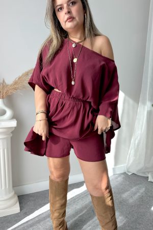 Mürdüm Modal Şort Etek - Görsel 3