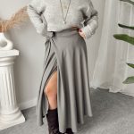 Gri Premium Tensel Kruvaze A Form Etek