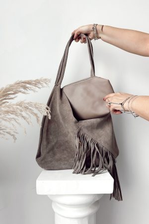 Sally Vizon Püsküllü Hakiki Süet Çanta - Görsel 4