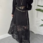 Siyah Dantel Asimetrik Etek