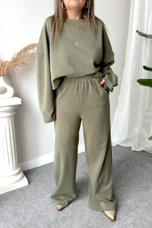 Haki Oysho Kumaş Eşofman Takım - Görsel 3