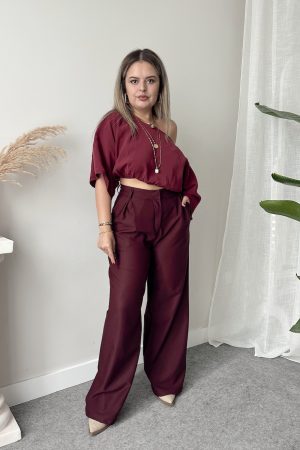 Mürdüm Premium Palazzo Pantolon - Görsel 3