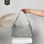 Fiona Gri Hakiki Süet Çanta